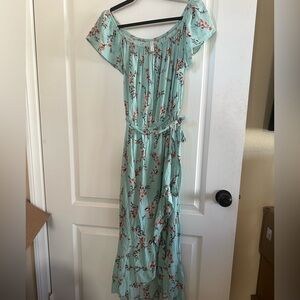 2/$30 Xhilaration Floral Hi Low Maxi Dress in Light Blue Size M